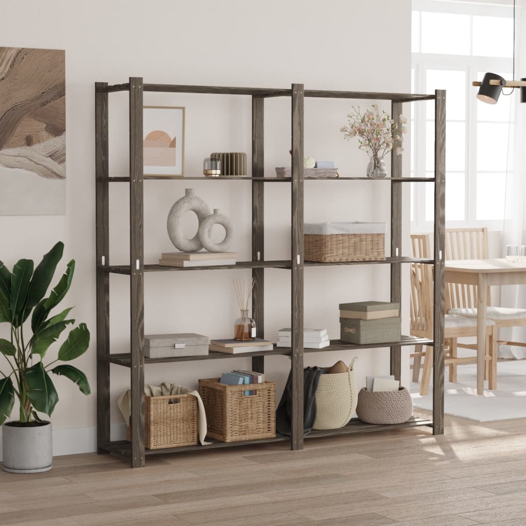 Opbergrek 5-laags 170x38x170 cm massief grenenhout grijs is nu te koop bij PeponiXL, paradijselijk wonen!