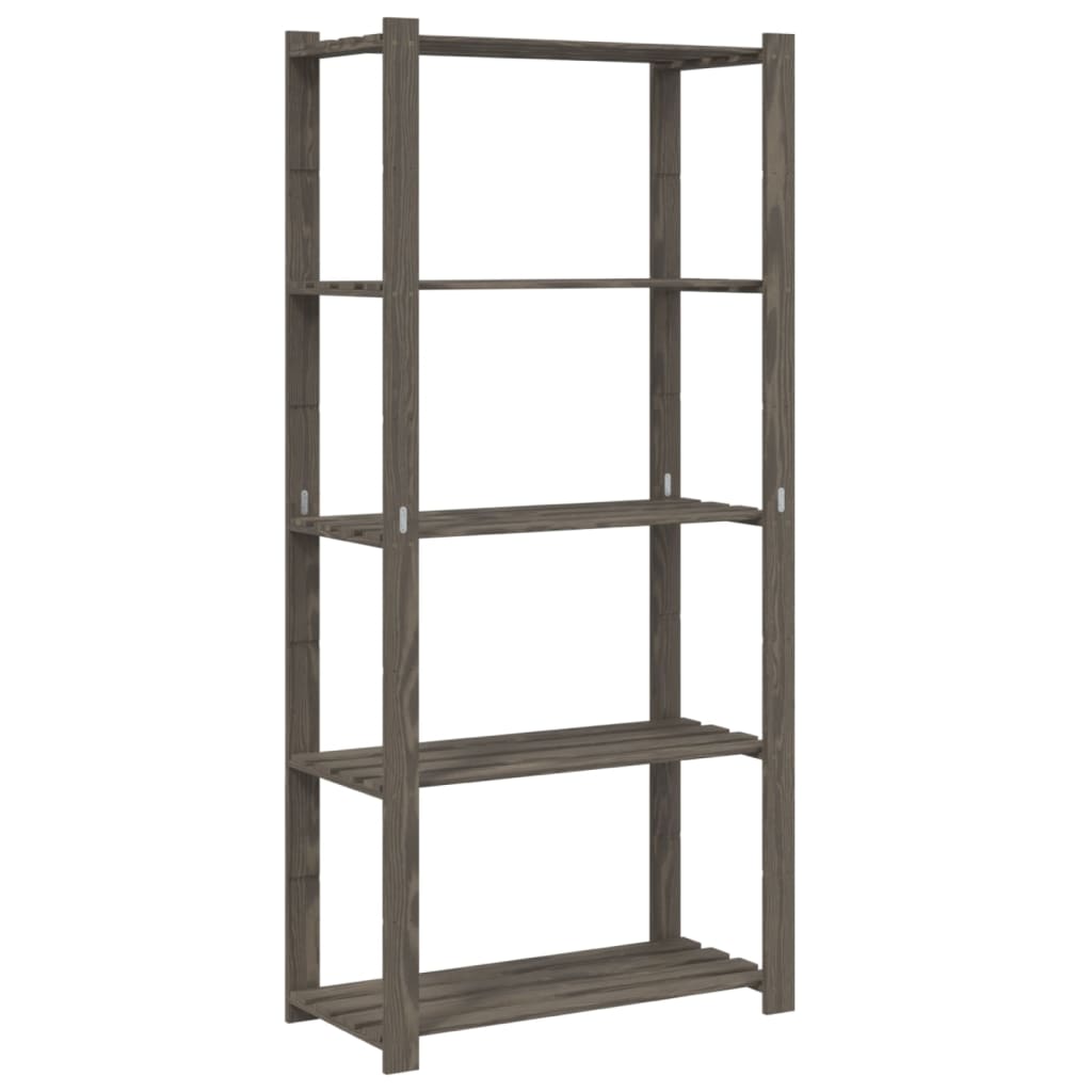 Opbergrek 5-laags 80x38x170 cm massief grenenhout grijs is nu te koop bij PeponiXL, paradijselijk wonen!