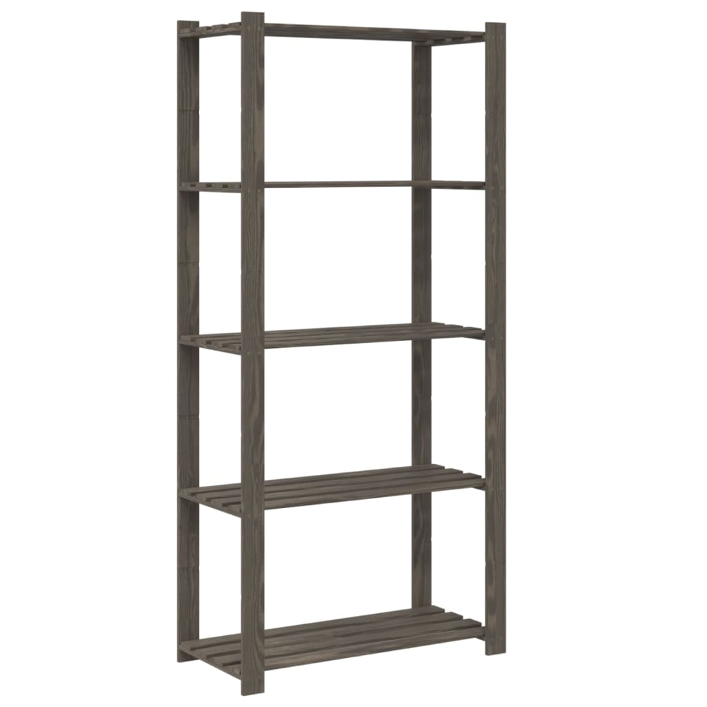 Opbergrek 5-laags 80x38x170 cm massief grenenhout grijs is nu te koop bij PeponiXL, paradijselijk wonen!