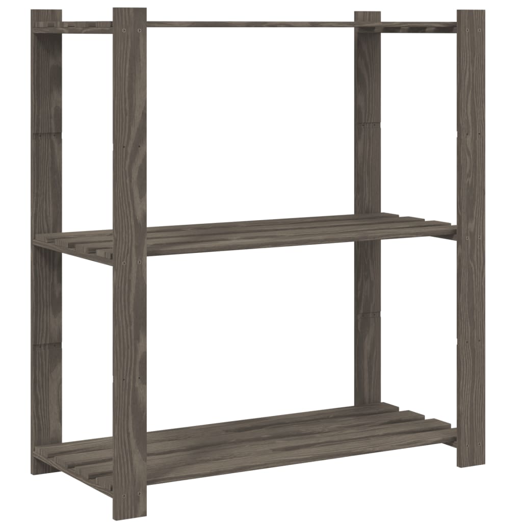 Opbergrek 3-laags 80x38x90 cm massief grenenhout grijs is nu te koop bij PeponiXL, paradijselijk wonen!