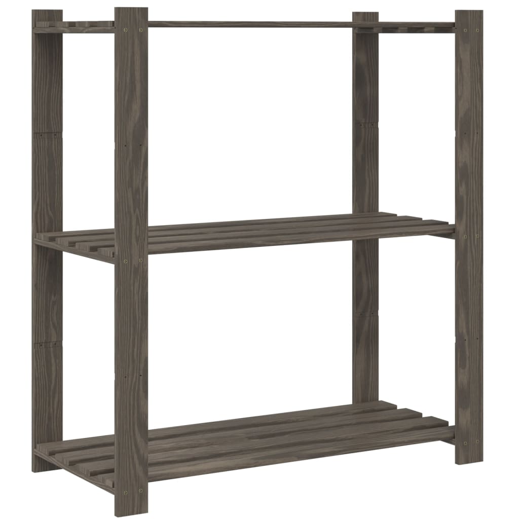 Opbergrek 3-laags 80x38x90 cm massief grenenhout grijs is nu te koop bij PeponiXL, paradijselijk wonen!