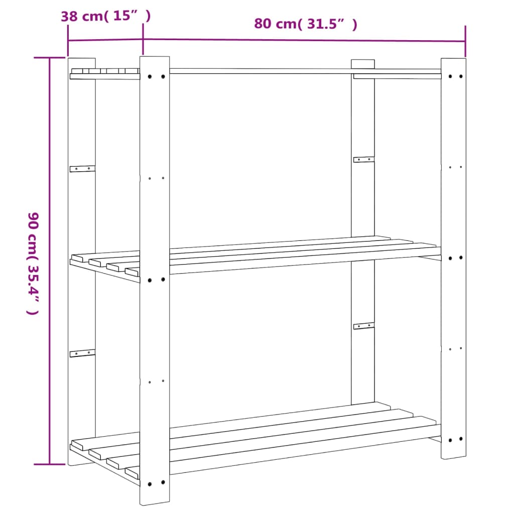 Opbergrek 3-laags 80x38x90 cm massief grenenhout grijs is nu te koop bij PeponiXL, paradijselijk wonen!