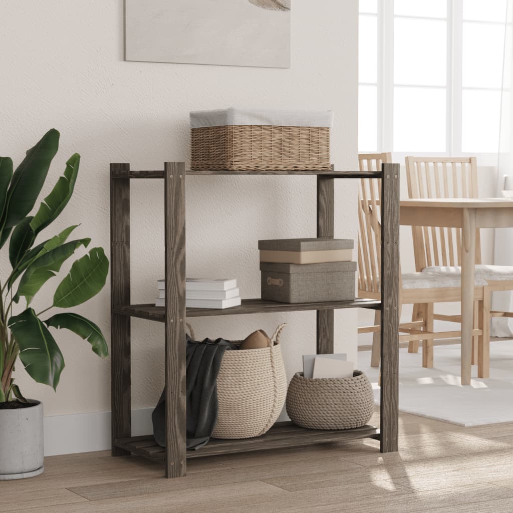 Opbergrek 3-laags 80x38x90 cm massief grenenhout grijs is nu te koop bij PeponiXL, paradijselijk wonen!