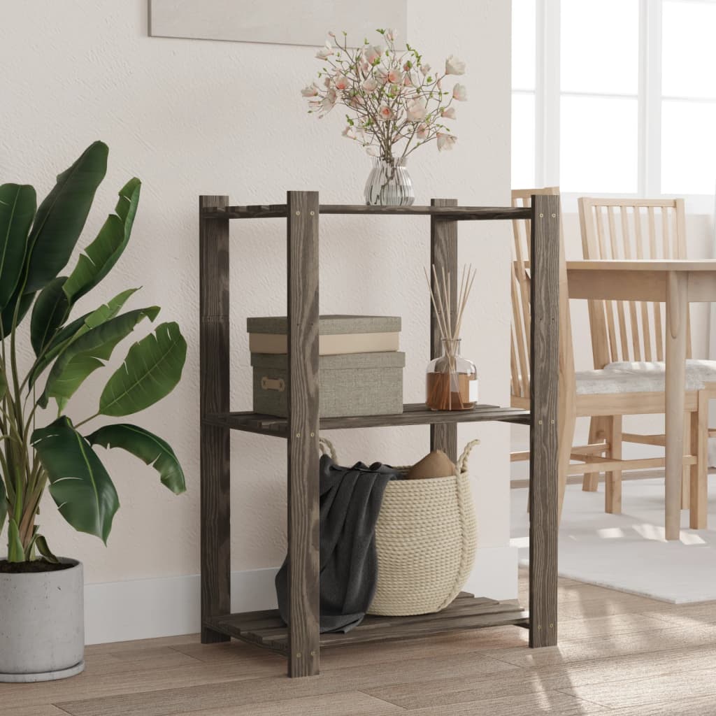 Opbergrek 3-laags 60x38x90 cm massief grenenhout grijs is nu te koop bij PeponiXL, paradijselijk wonen!
