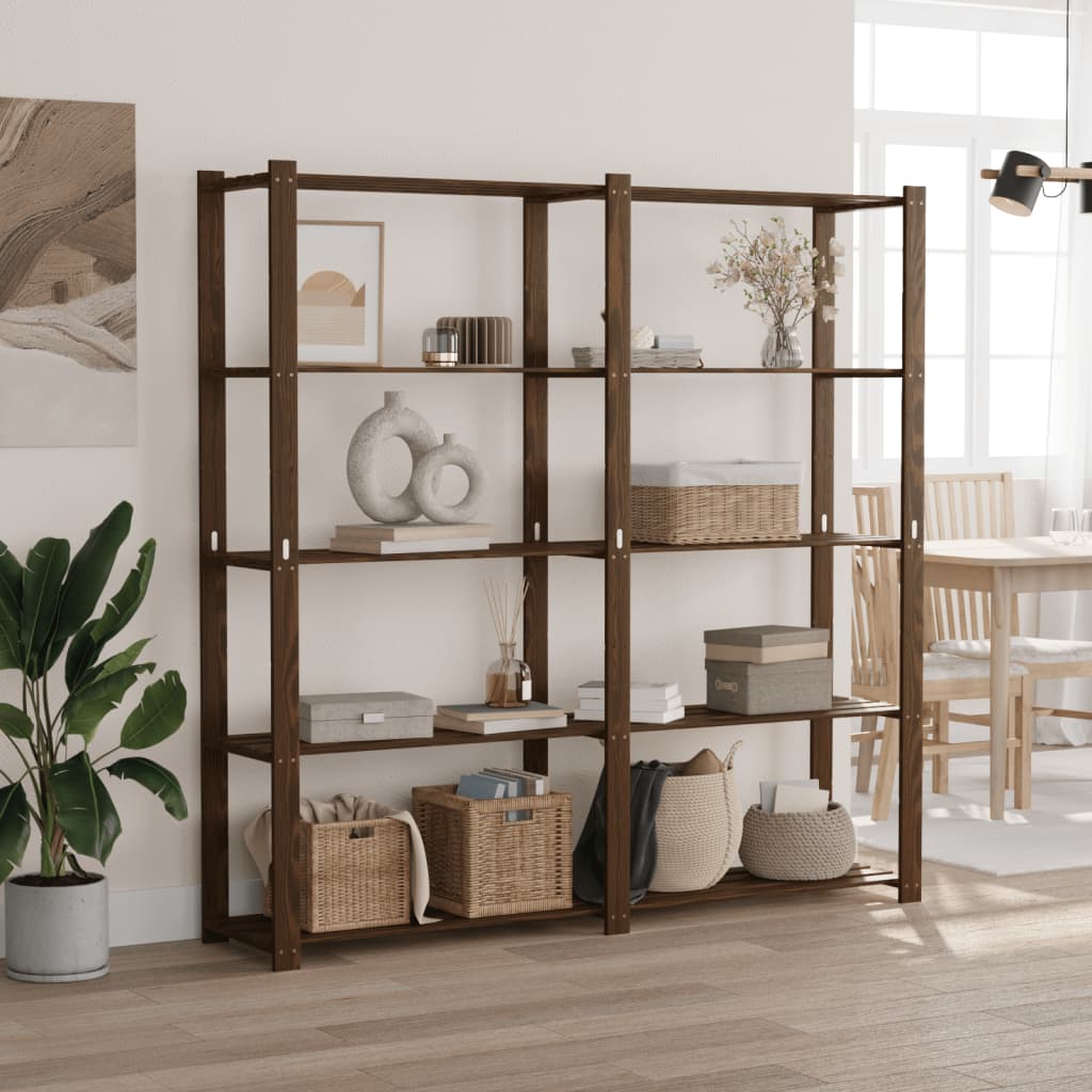 Opbergrek 5-laags 170x38x170 cm massief grenenhout bruin is nu te koop bij PeponiXL, paradijselijk wonen!