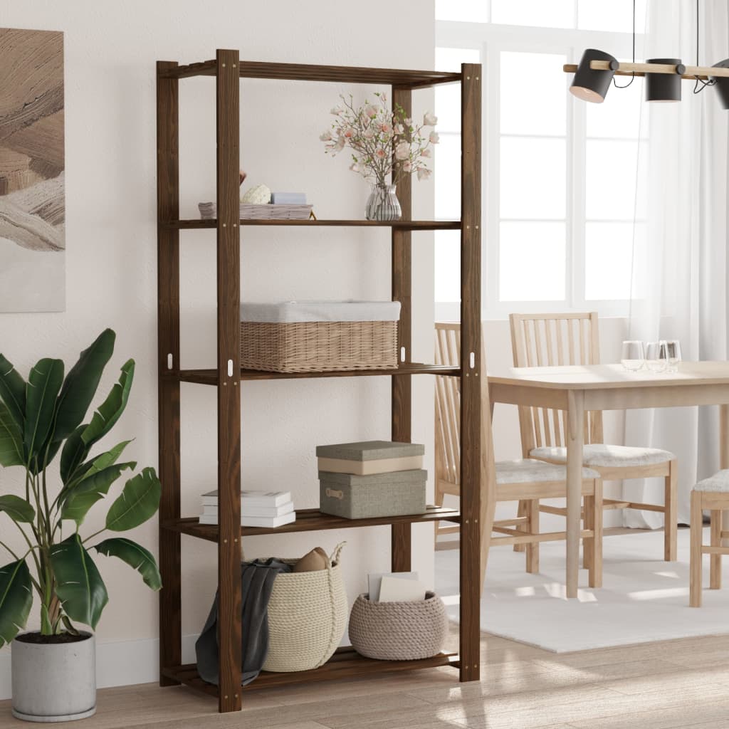 Opbergrek 5-laags 80x38x170 cm massief grenenhout bruin is nu te koop bij PeponiXL, paradijselijk wonen!