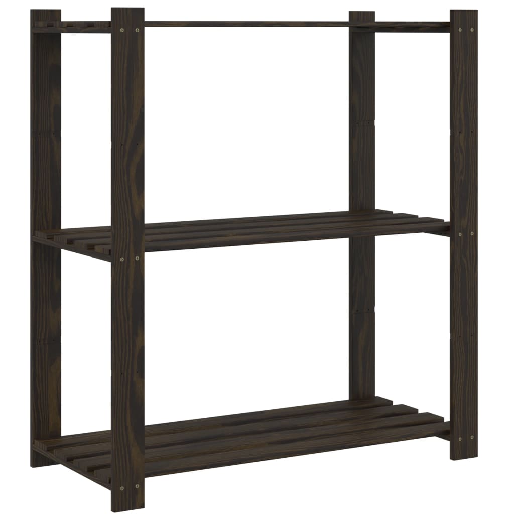 Opbergrek 3-laags 80x38x90 cm massief grenenhout zwart is nu te koop bij PeponiXL, paradijselijk wonen!