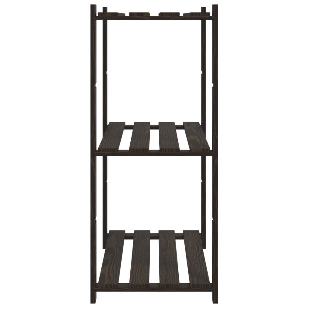 Opbergrek 3-laags 80x38x90 cm massief grenenhout zwart is nu te koop bij PeponiXL, paradijselijk wonen!