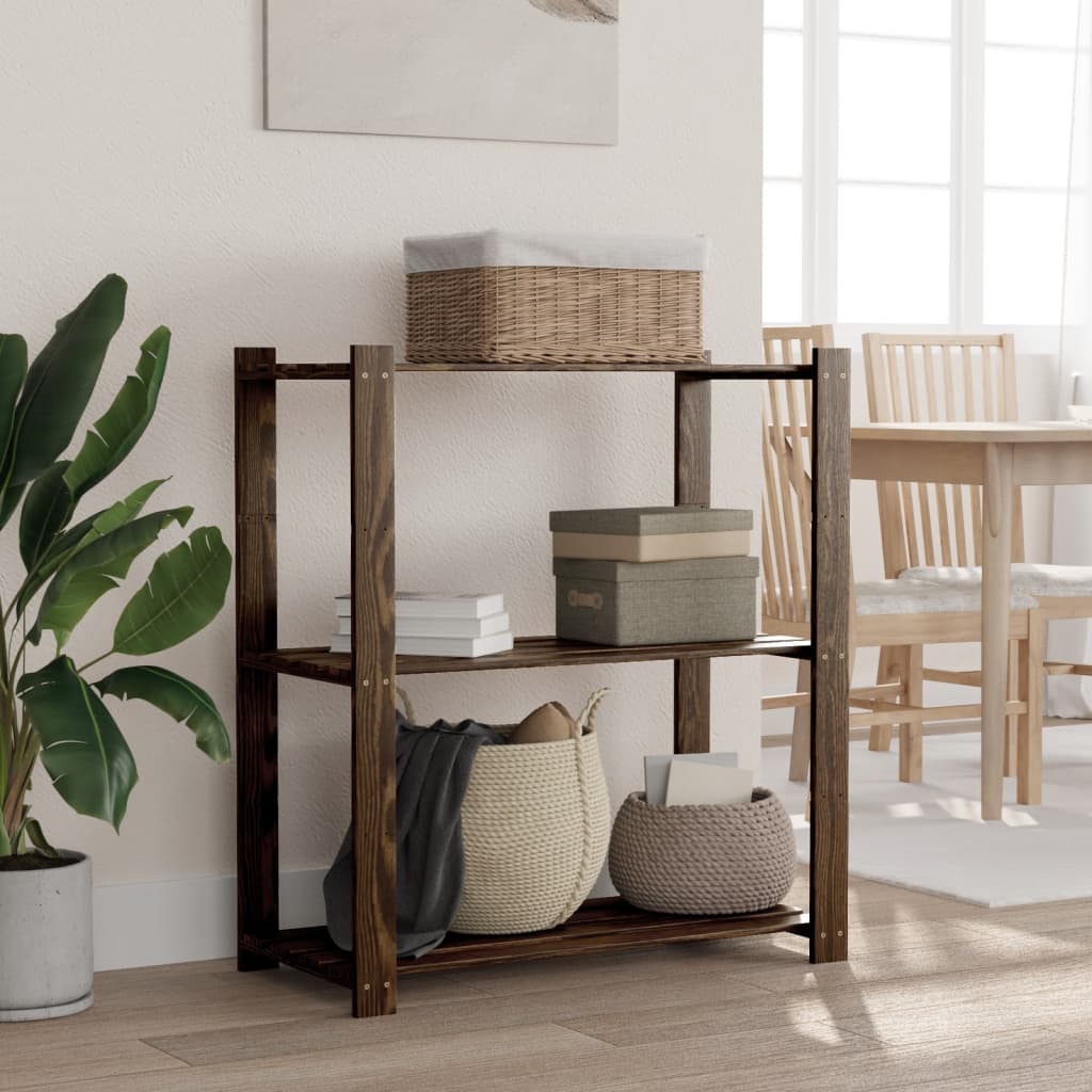 Opbergrek 3-laags 80x38x90 cm massief grenenhout zwart is nu te koop bij PeponiXL, paradijselijk wonen!