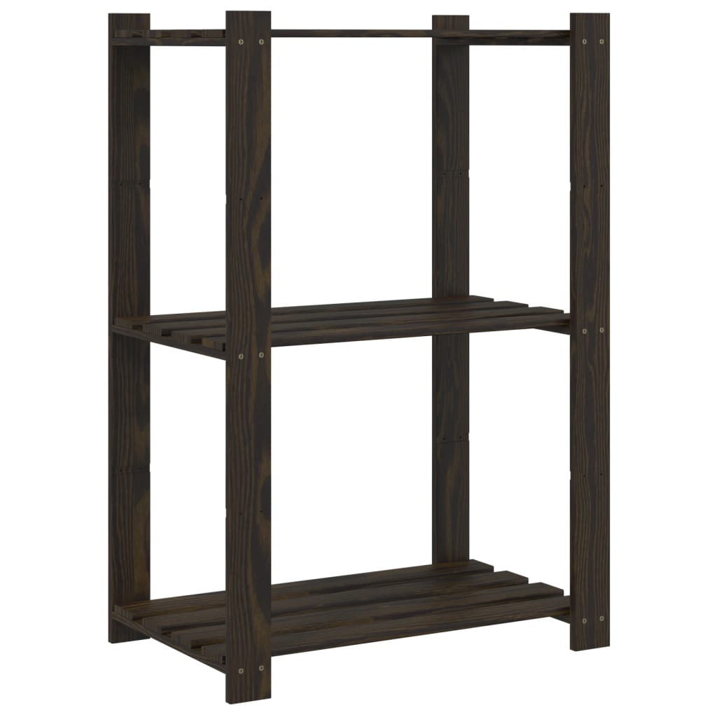 Opbergrek 3-laags 60x38x90 cm massief grenenhout zwart is nu te koop bij PeponiXL, paradijselijk wonen!
