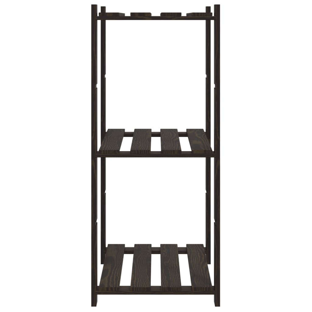 Opbergrek 3-laags 60x38x90 cm massief grenenhout zwart is nu te koop bij PeponiXL, paradijselijk wonen!