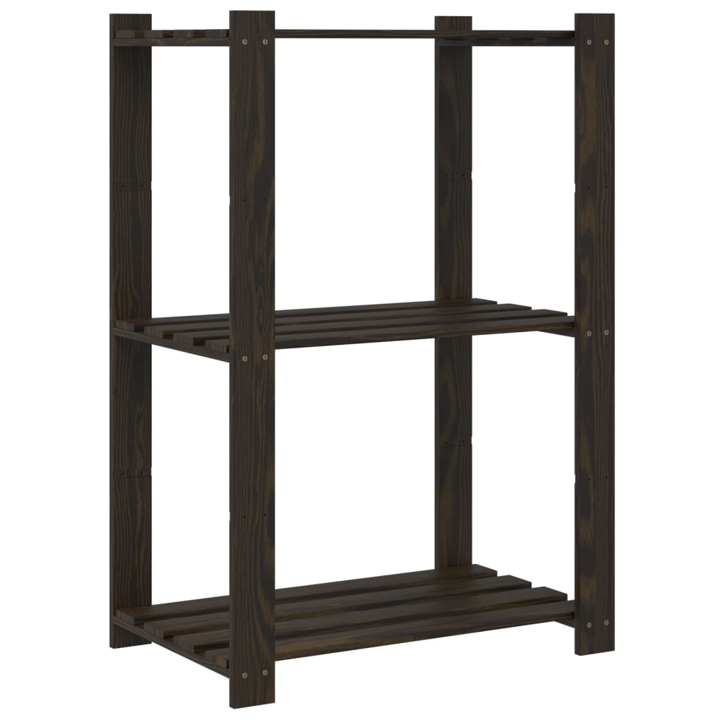 Opbergrek 3-laags 60x38x90 cm massief grenenhout zwart is nu te koop bij PeponiXL, paradijselijk wonen!