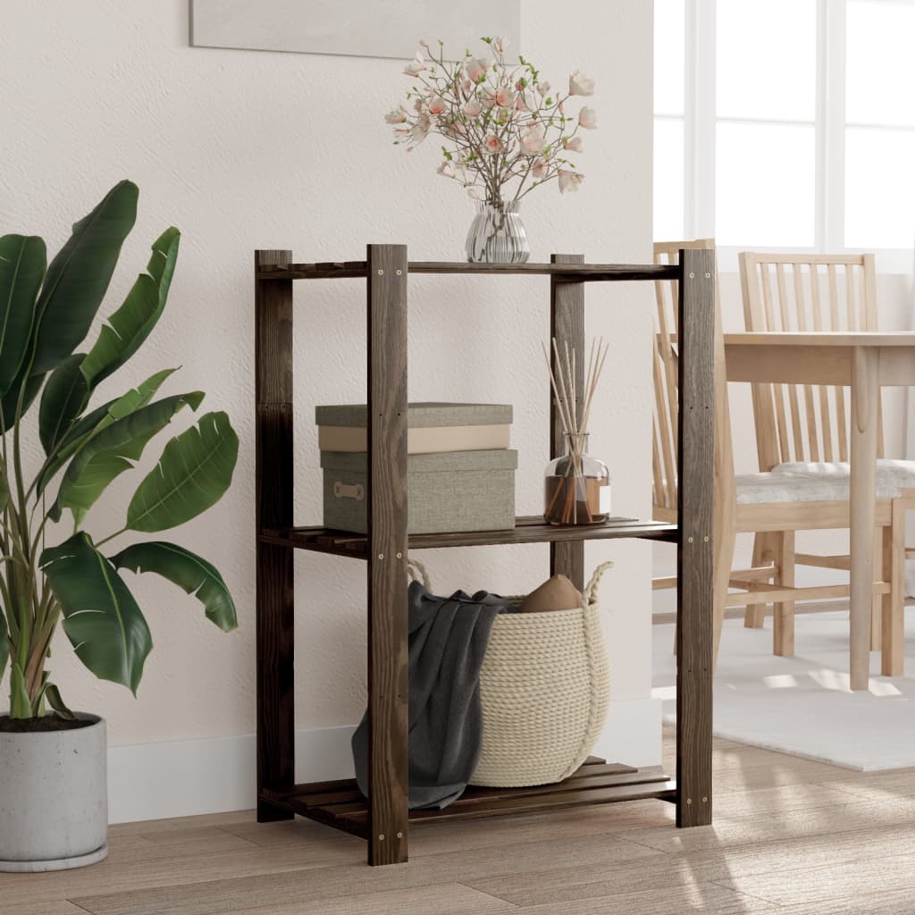 Opbergrek 3-laags 60x38x90 cm massief grenenhout zwart is nu te koop bij PeponiXL, paradijselijk wonen!