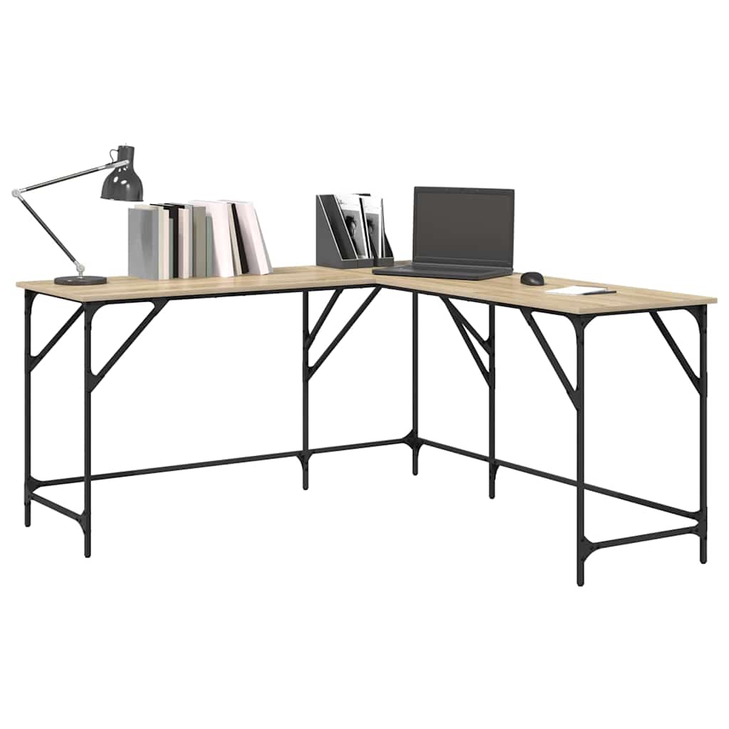 Bureau 149x149x75 cm bewerkt hout sonoma eikenkleurig is nu te koop bij PeponiXL, paradijselijk wonen!