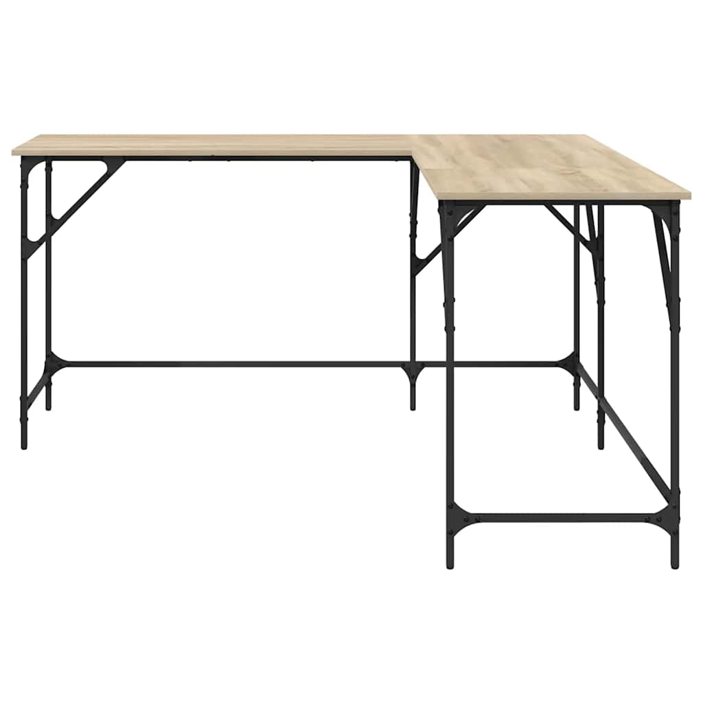 Bureau 149x149x75 cm bewerkt hout sonoma eikenkleurig is nu te koop bij PeponiXL, paradijselijk wonen!