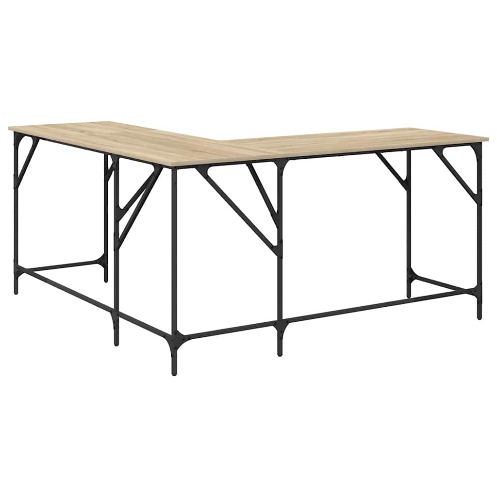 Bureau 149x149x75 cm bewerkt hout sonoma eikenkleurig is nu te koop bij PeponiXL, paradijselijk wonen!