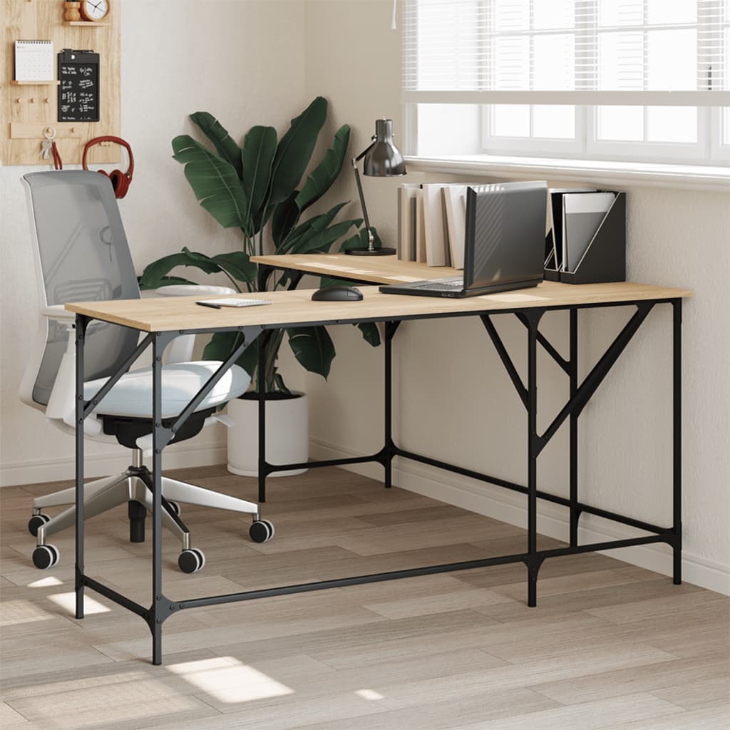Bureau 149x149x75 cm bewerkt hout sonoma eikenkleurig is nu te koop bij PeponiXL, paradijselijk wonen!