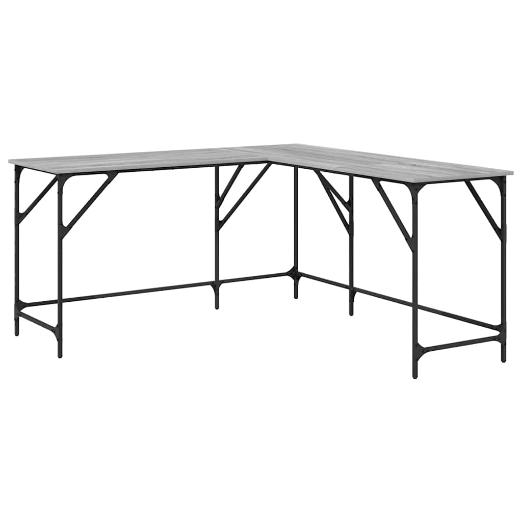 Bureau 149x149x75 cm bewerkt hout grijs sonoma eikenkleurig is nu te koop bij PeponiXL, paradijselijk wonen!