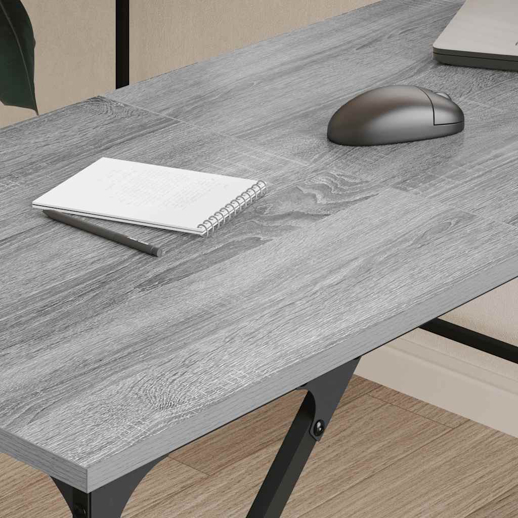 Bureau 149x149x75 cm bewerkt hout grijs sonoma eikenkleurig is nu te koop bij PeponiXL, paradijselijk wonen!