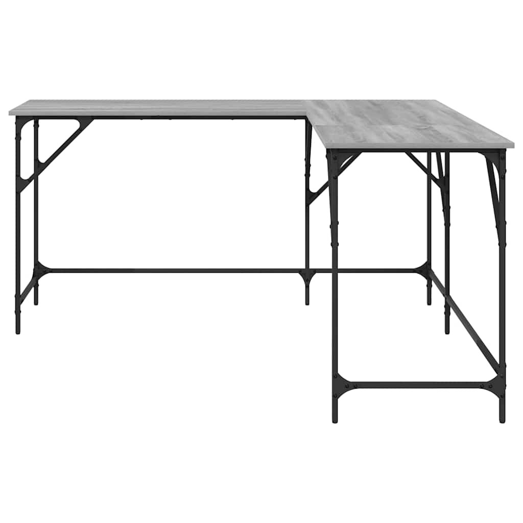 Bureau 149x149x75 cm bewerkt hout grijs sonoma eikenkleurig is nu te koop bij PeponiXL, paradijselijk wonen!
