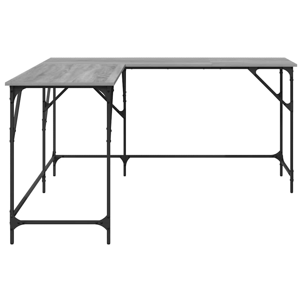 Bureau 149x149x75 cm bewerkt hout grijs sonoma eikenkleurig is nu te koop bij PeponiXL, paradijselijk wonen!