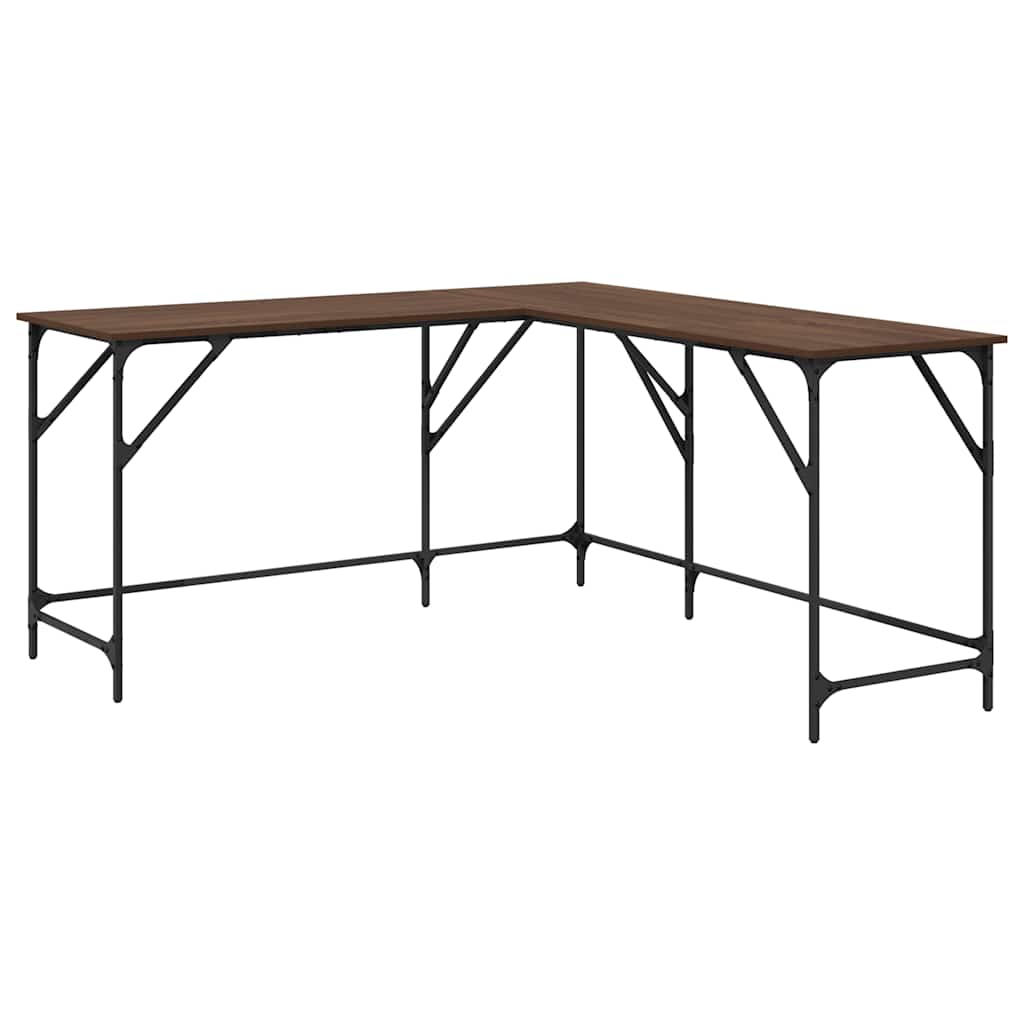 Bureau 149x149x75 cm bewerkt hout bruin eikenkleur is nu te koop bij PeponiXL, paradijselijk wonen!