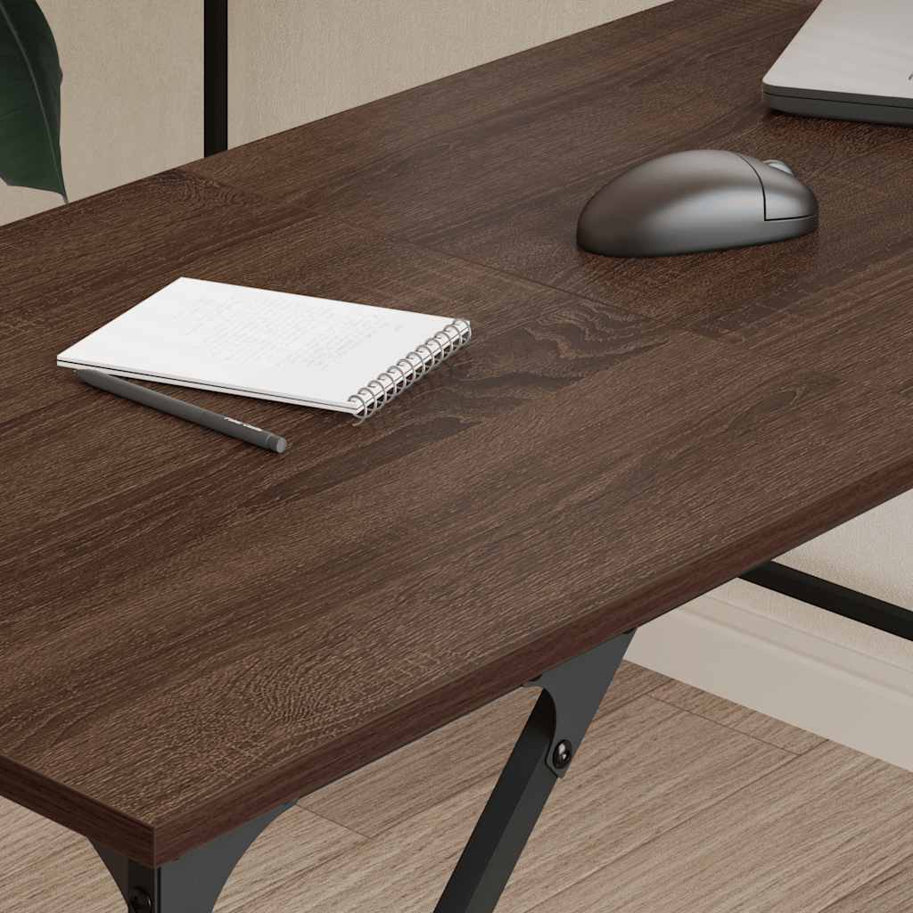 Bureau 149x149x75 cm bewerkt hout bruin eikenkleur is nu te koop bij PeponiXL, paradijselijk wonen!