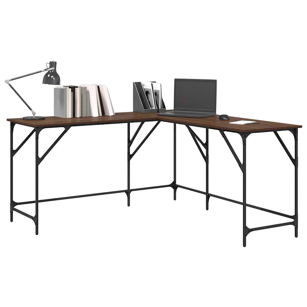 Bureau 149x149x75 cm bewerkt hout bruin eikenkleur is nu te koop bij PeponiXL, paradijselijk wonen!