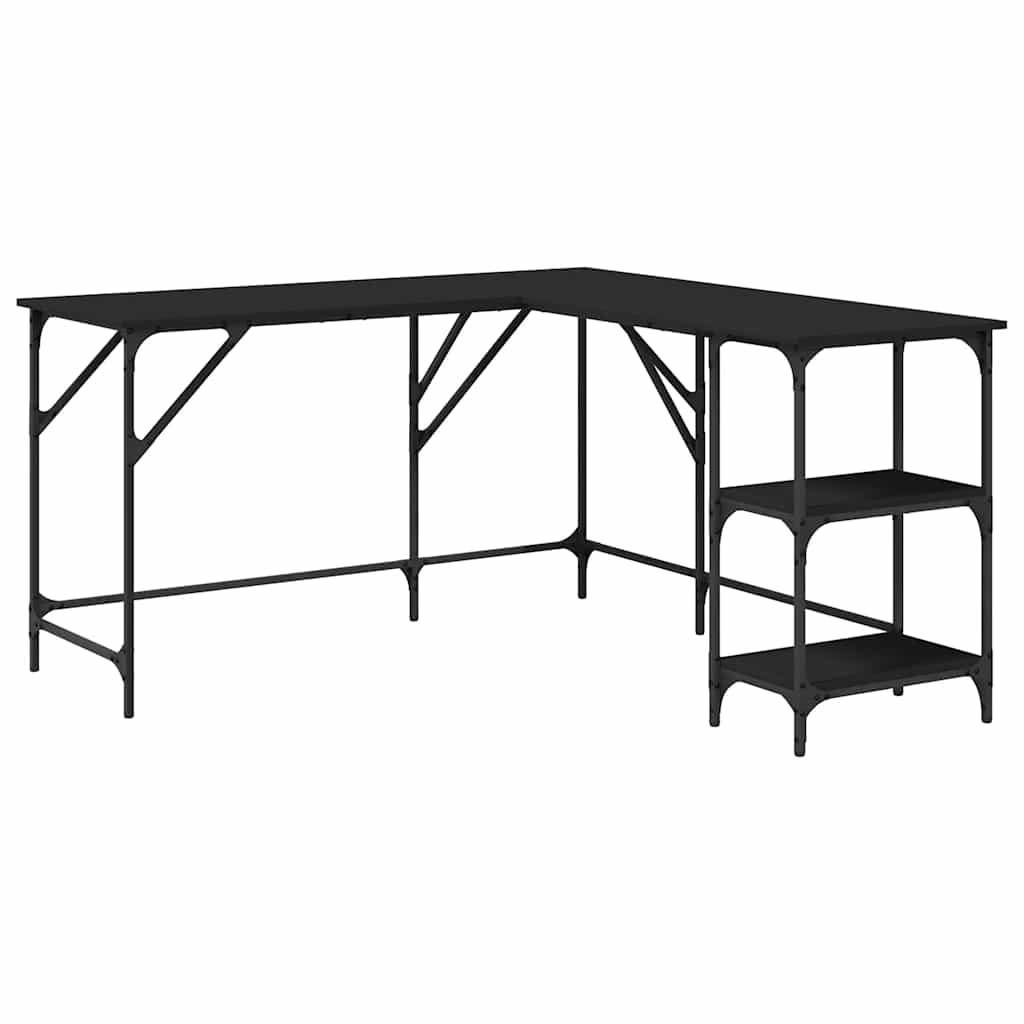 Bureau 139x139x75 cm bewerkt hout zwart is nu te koop bij PeponiXL, paradijselijk wonen!
