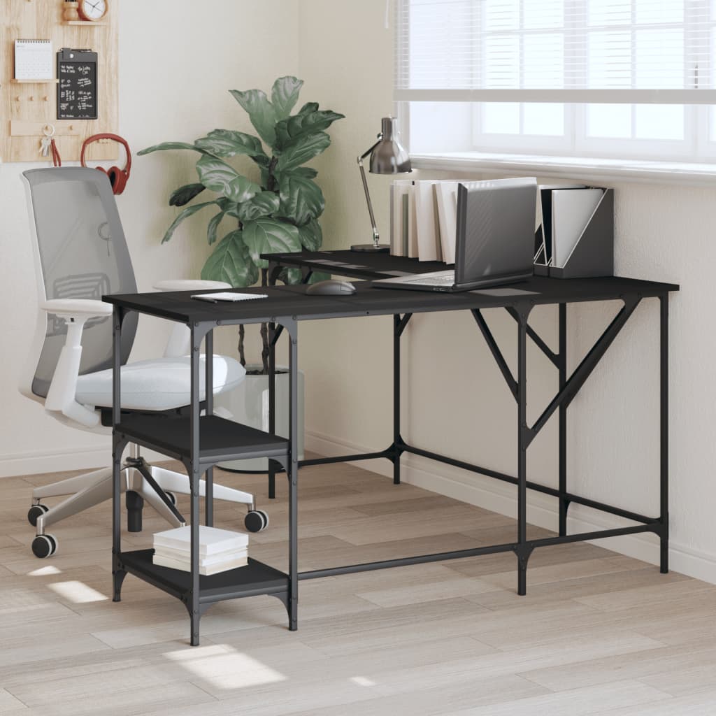 Bureau 139x139x75 cm bewerkt hout zwart is nu te koop bij PeponiXL, paradijselijk wonen!