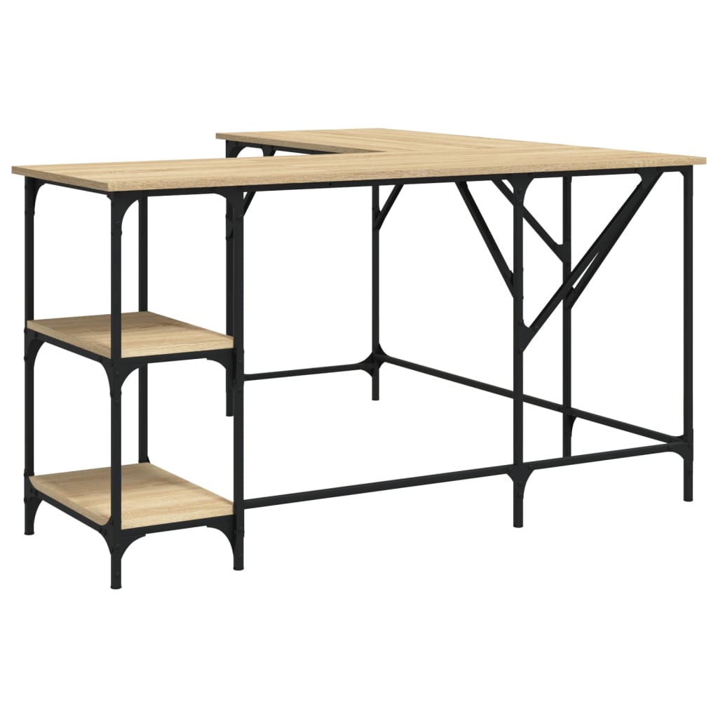 Bureau 139x139x75 cm bewerkt hout sonoma eikenkleurig is nu te koop bij PeponiXL, paradijselijk wonen!