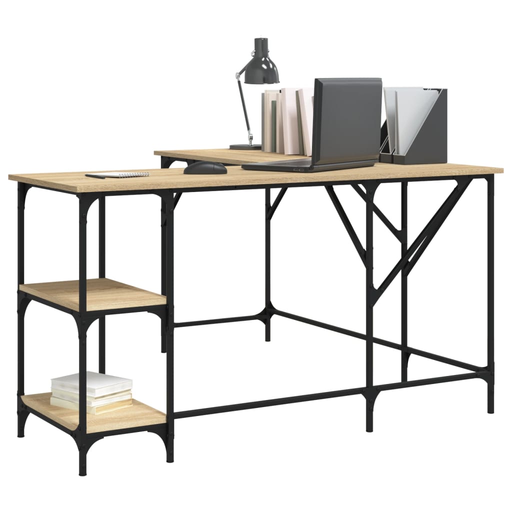 Bureau 139x139x75 cm bewerkt hout sonoma eikenkleurig is nu te koop bij PeponiXL, paradijselijk wonen!