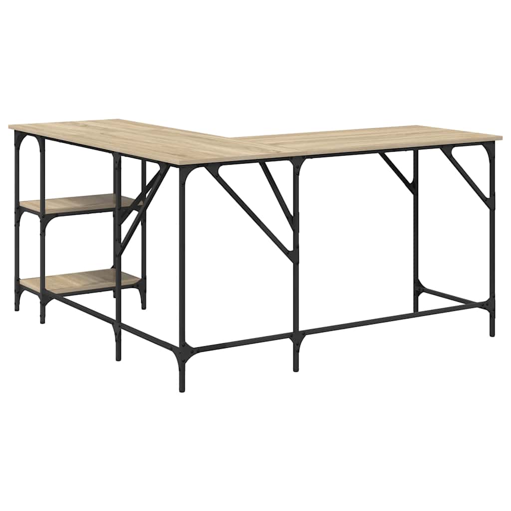 Bureau 139x139x75 cm bewerkt hout sonoma eikenkleurig is nu te koop bij PeponiXL, paradijselijk wonen!