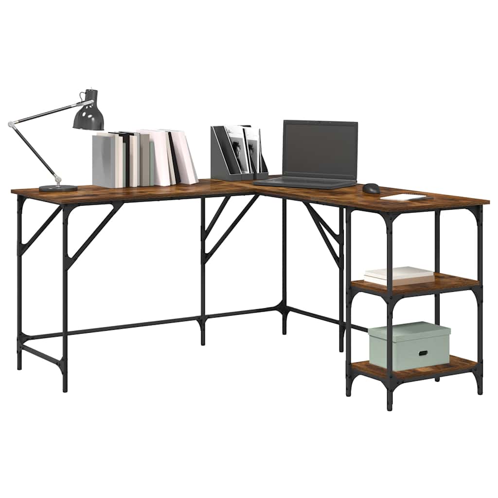 Bureau 139x139x75 cm bewerkt hout gerookt eikenkleurig is nu te koop bij PeponiXL, paradijselijk wonen!