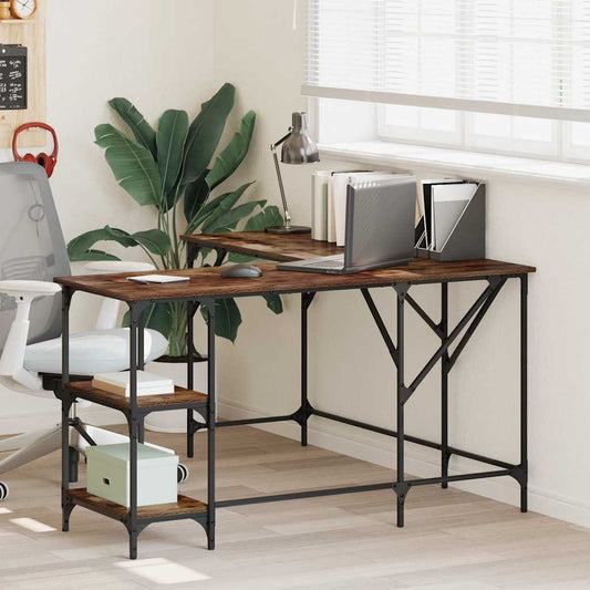 Bureau 139x139x75 cm bewerkt hout gerookt eikenkleurig is nu te koop bij PeponiXL, paradijselijk wonen!