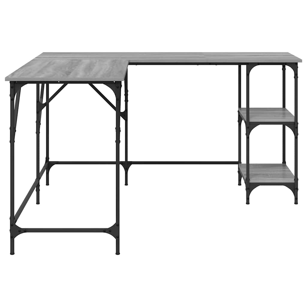 Bureau 139x139x75 cm bewerkt hout grijs sonoma eikenkleurig is nu te koop bij PeponiXL, paradijselijk wonen!