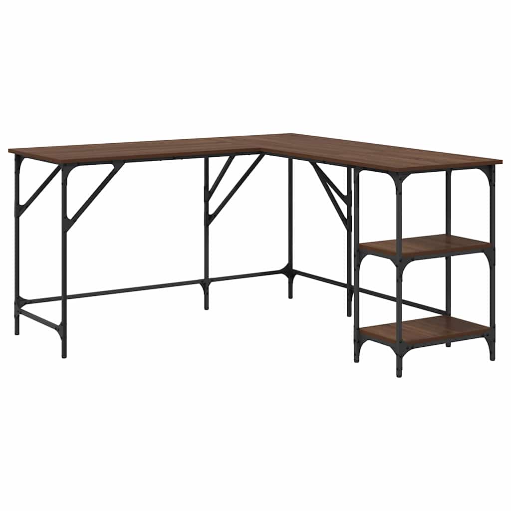 Bureau 139x139x75 cm bewerkt hout bruin eikenkleur is nu te koop bij PeponiXL, paradijselijk wonen!
