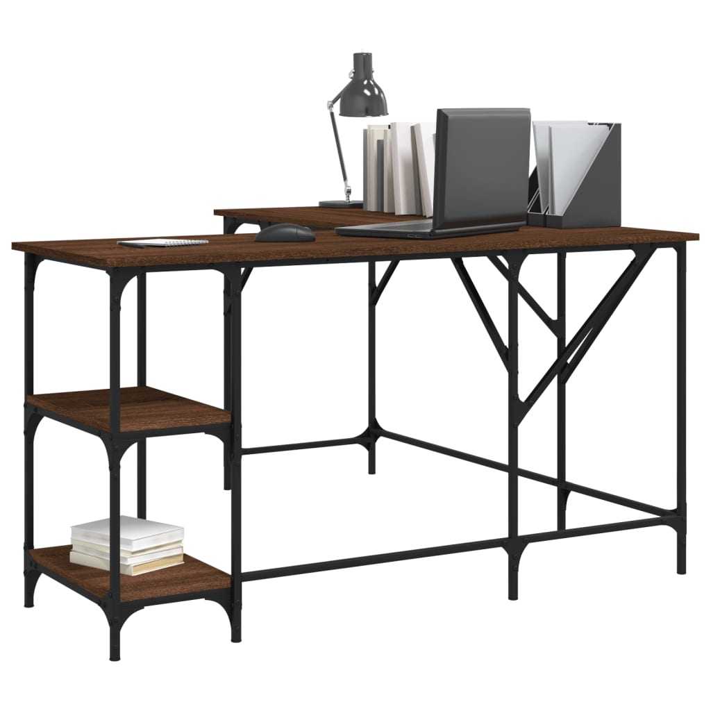 Bureau 139x139x75 cm bewerkt hout bruin eikenkleur is nu te koop bij PeponiXL, paradijselijk wonen!