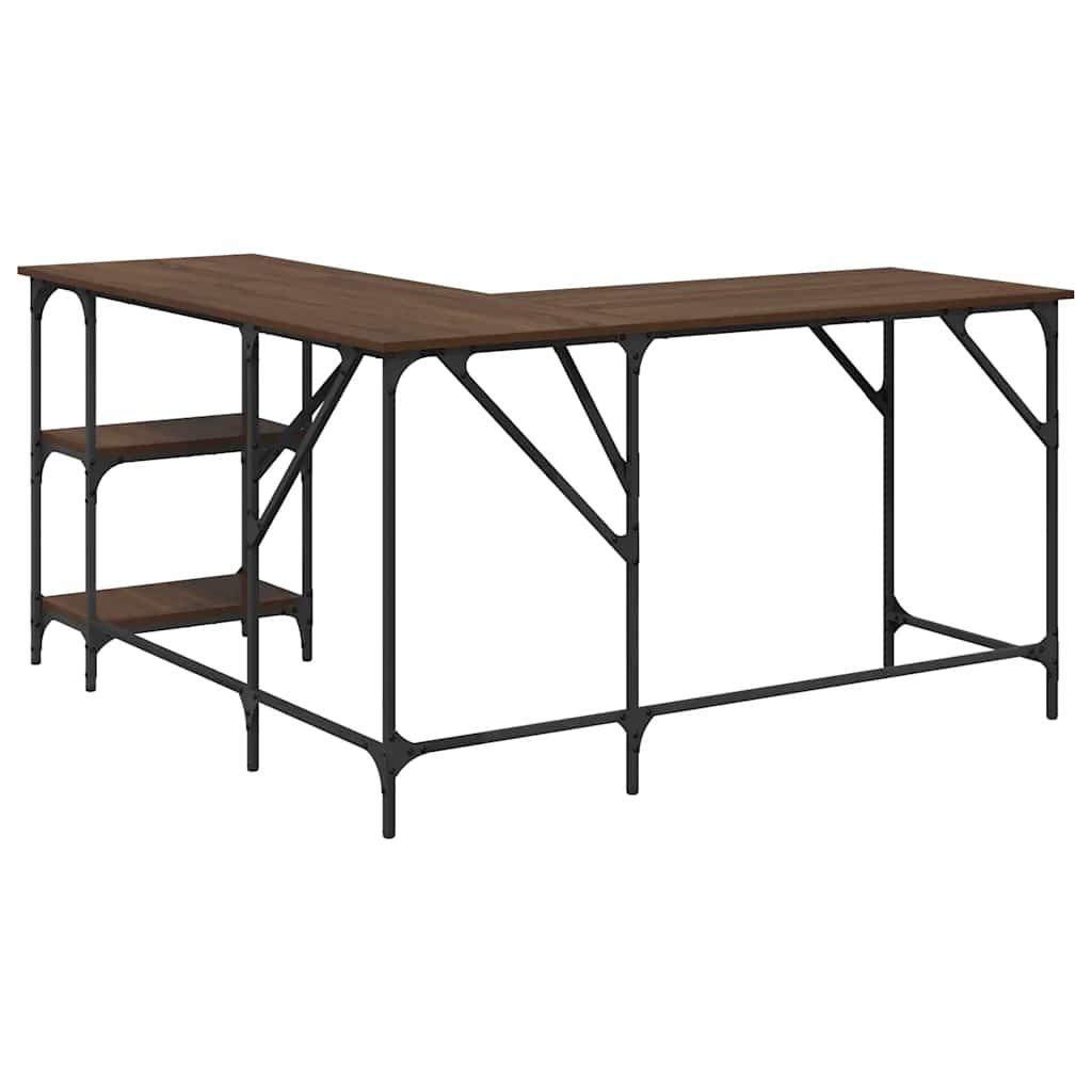 Bureau 139x139x75 cm bewerkt hout bruin eikenkleur is nu te koop bij PeponiXL, paradijselijk wonen!
