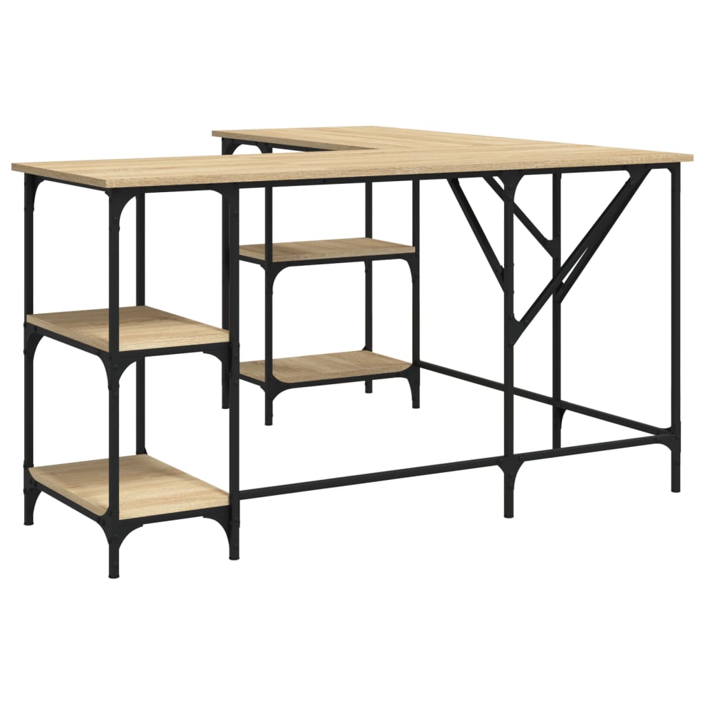 Bureau 139x139x75 cm bewerkt hout sonoma eikenkleurig is nu te koop bij PeponiXL, paradijselijk wonen!