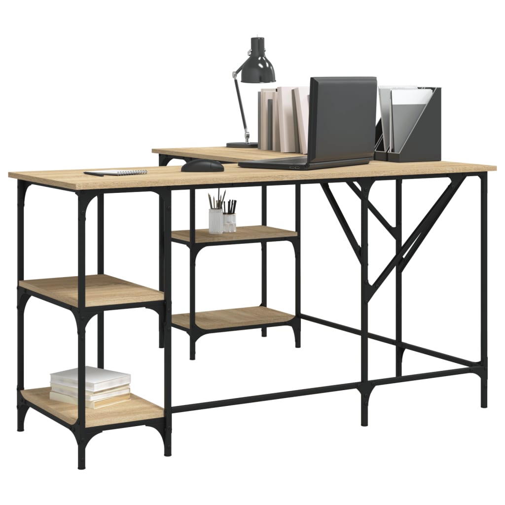 Bureau 139x139x75 cm bewerkt hout sonoma eikenkleurig is nu te koop bij PeponiXL, paradijselijk wonen!