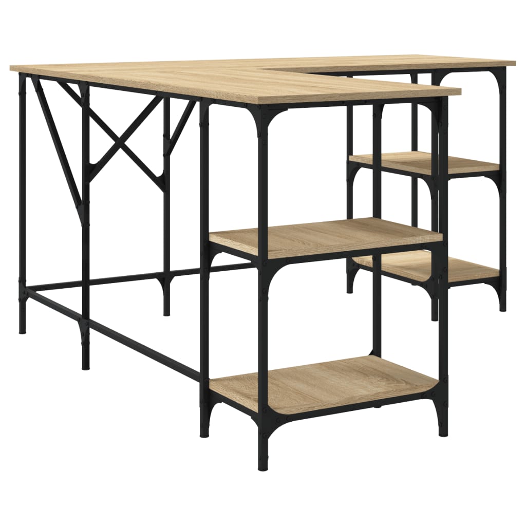 Bureau 139x139x75 cm bewerkt hout sonoma eikenkleurig is nu te koop bij PeponiXL, paradijselijk wonen!