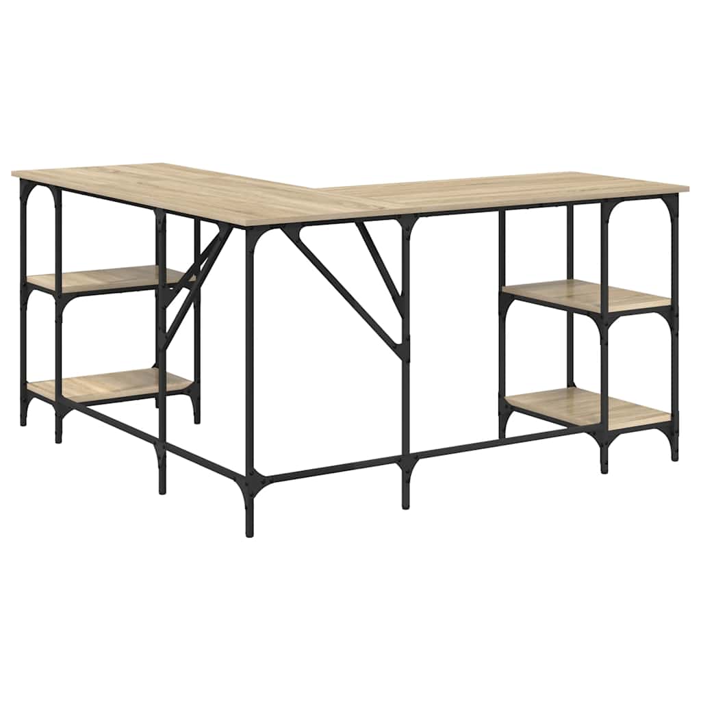 Bureau 139x139x75 cm bewerkt hout sonoma eikenkleurig is nu te koop bij PeponiXL, paradijselijk wonen!
