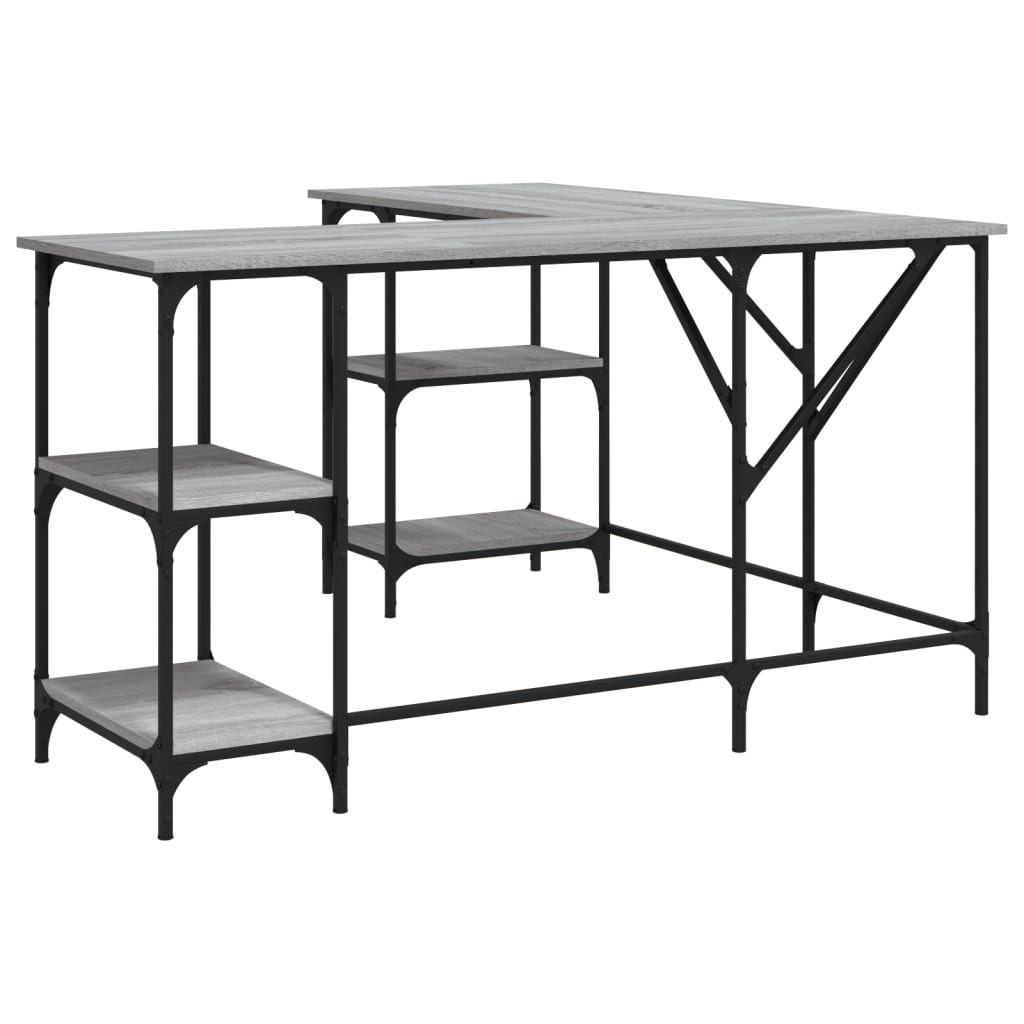 Bureau 139x139x75 cm bewerkt hout grijs sonoma eikenkleurig is nu te koop bij PeponiXL, paradijselijk wonen!