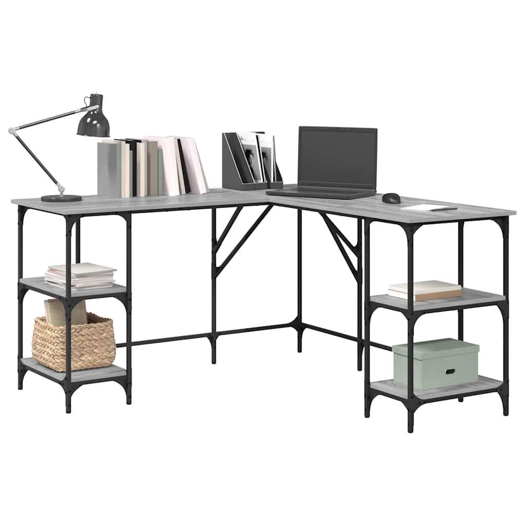 Bureau 139x139x75 cm bewerkt hout grijs sonoma eikenkleurig is nu te koop bij PeponiXL, paradijselijk wonen!