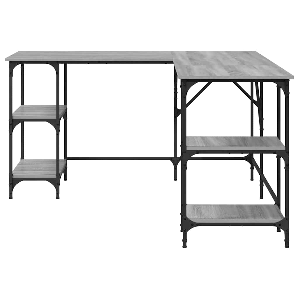 Bureau 139x139x75 cm bewerkt hout grijs sonoma eikenkleurig is nu te koop bij PeponiXL, paradijselijk wonen!