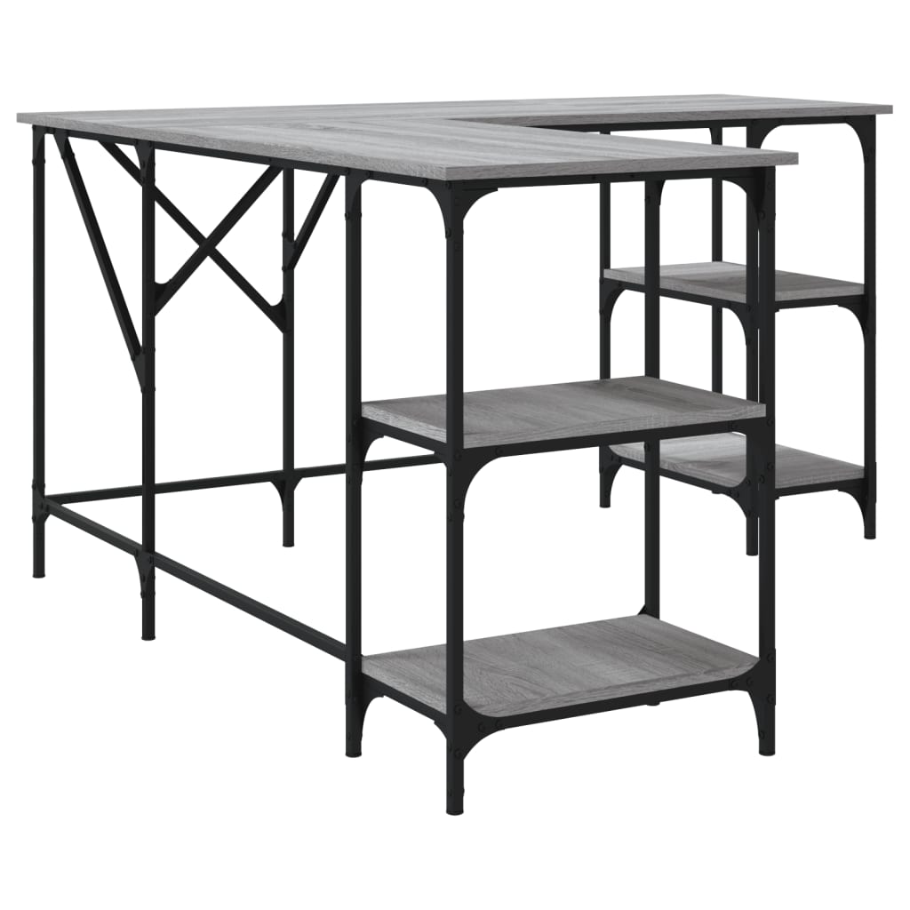 Bureau 139x139x75 cm bewerkt hout grijs sonoma eikenkleurig is nu te koop bij PeponiXL, paradijselijk wonen!