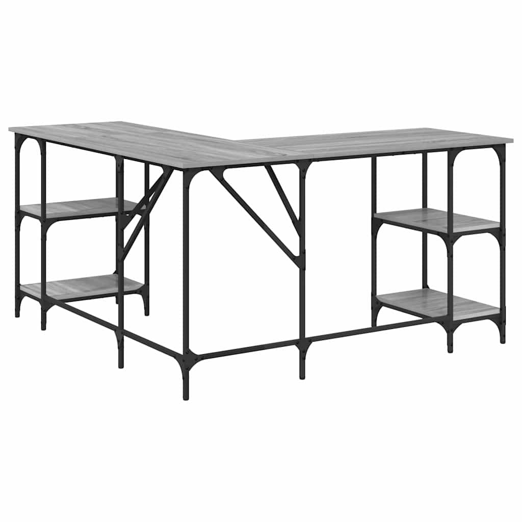 Bureau 139x139x75 cm bewerkt hout grijs sonoma eikenkleurig is nu te koop bij PeponiXL, paradijselijk wonen!