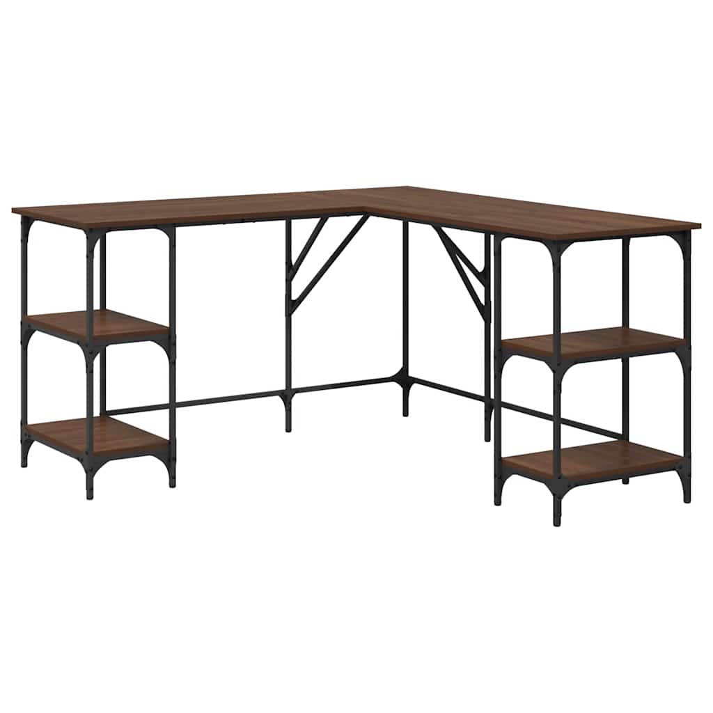 Bureau 139x139x75 cm bewerkt hout bruin eikenkleur is nu te koop bij PeponiXL, paradijselijk wonen!