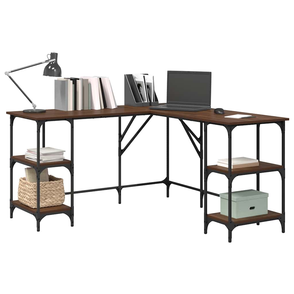 Bureau 139x139x75 cm bewerkt hout bruin eikenkleur is nu te koop bij PeponiXL, paradijselijk wonen!